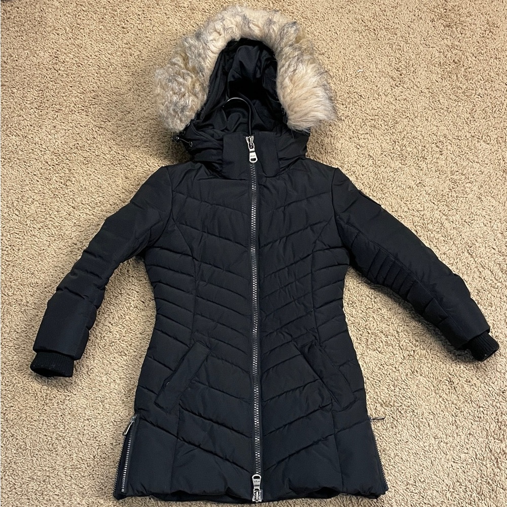 Pajar Canada kids Black Quilted Jacket with Faux Fur Hood